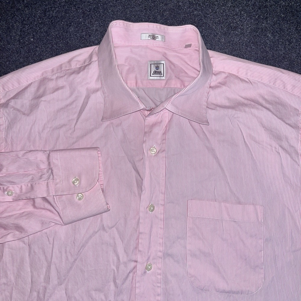 Peter Millar Pink Pin Striped Long Sleeve Button Down Shirt Mens XL